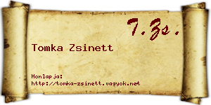 Tomka Zsinett névjegykártya